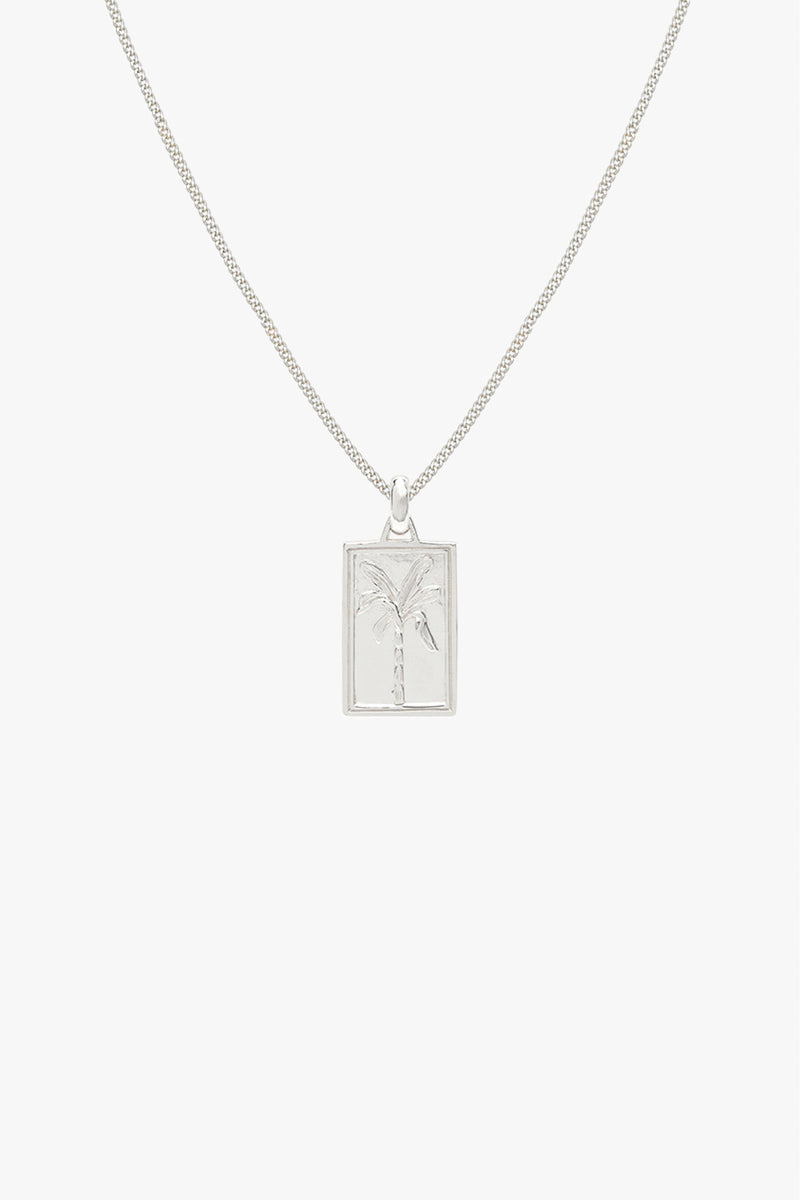 Island palm necklace silver