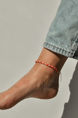 Coral color anklet gold plated