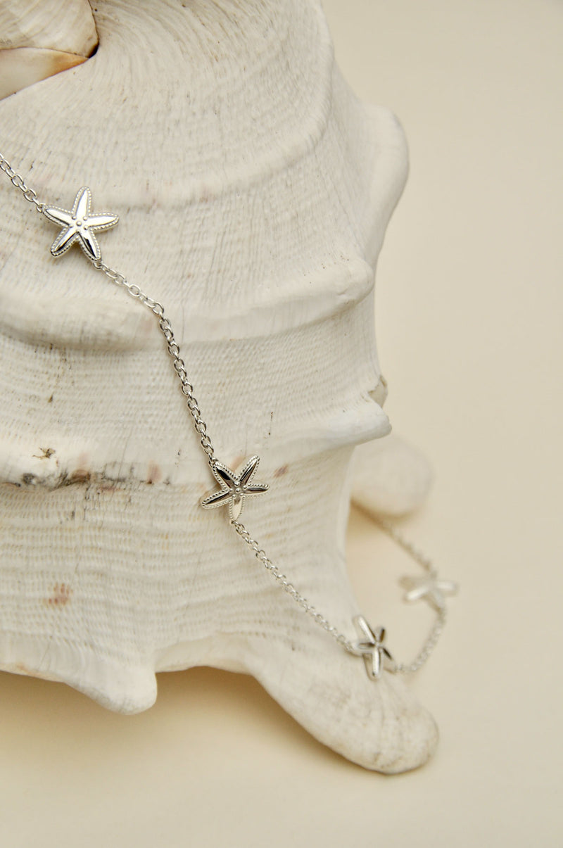 Starfish belly chain silver