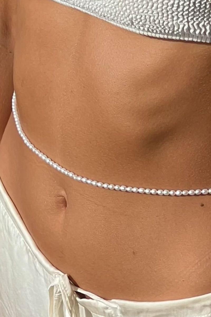 Pearl belly chain gold plated