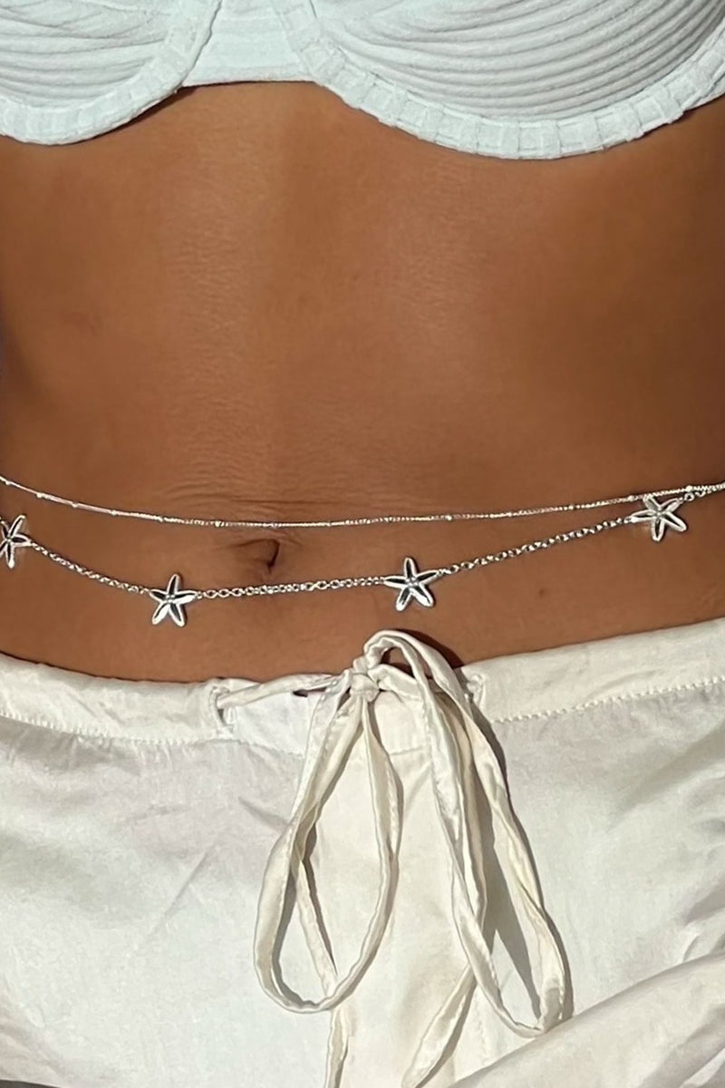 Classic island belly chain silver