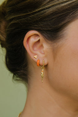 Triple papaya stud earring gold plated