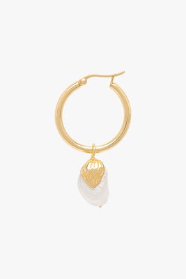Pearl leaf earring gold plated