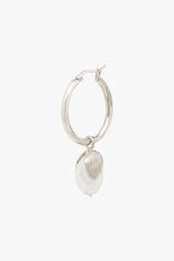 Pearl leaf earring silver