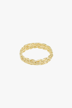 Five strand braided ring gold plated