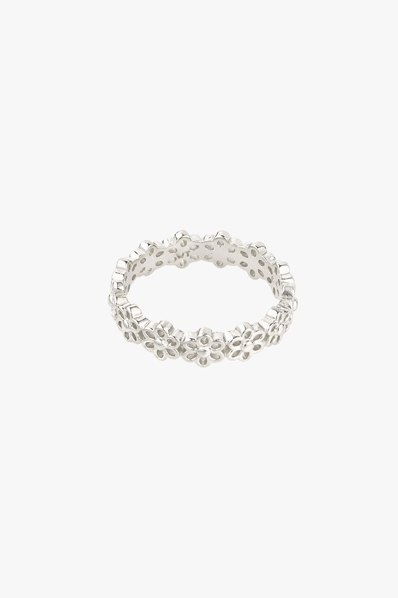 Poppy flower index ring silver