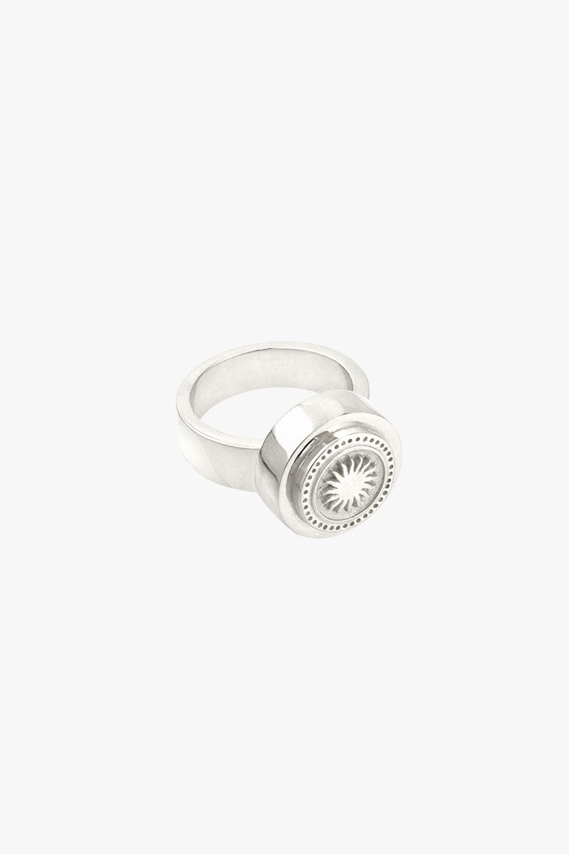 Rising sun pinky ring silver