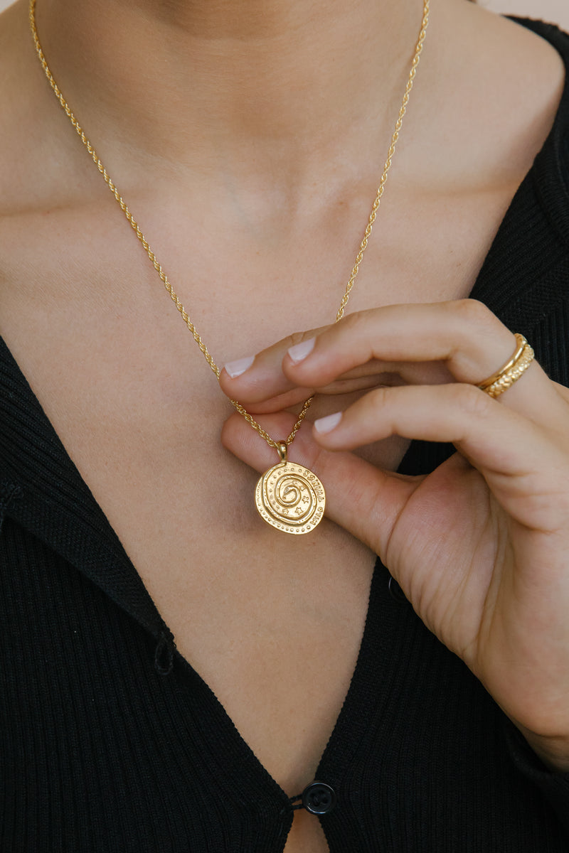 Snake coin necklace gold plated