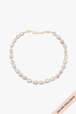 Statement pearl necklace gold plated