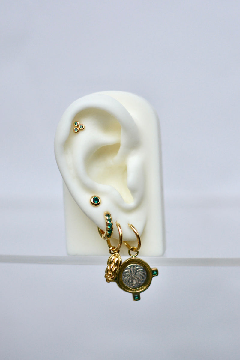 Triple jungle stud earring gold plated