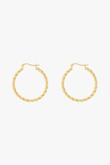Medium twisted hoop earring gold plated 30mm