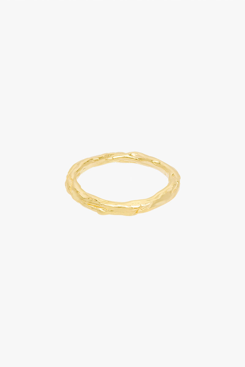 Water ripple ring gold plated