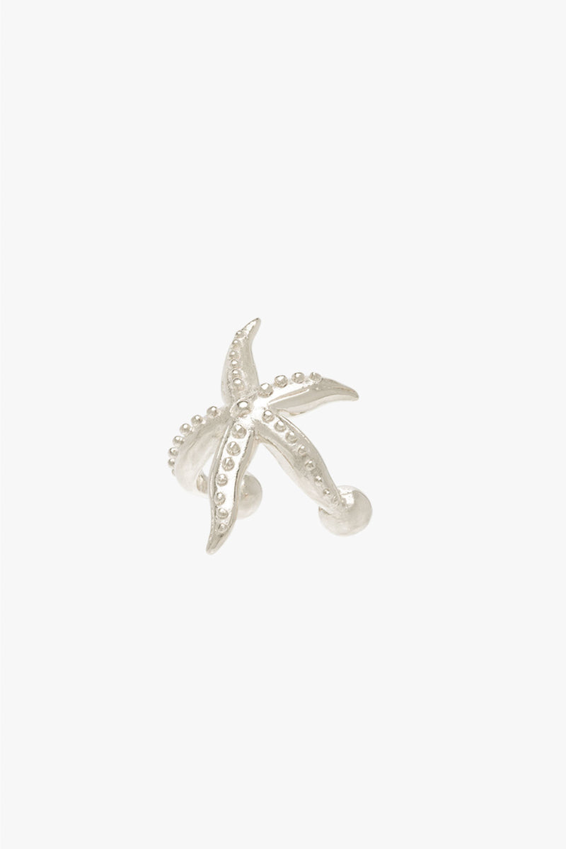 Wild starfish ear cuff silver