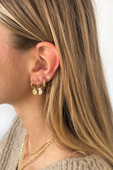 Leaves coin earring gold plated