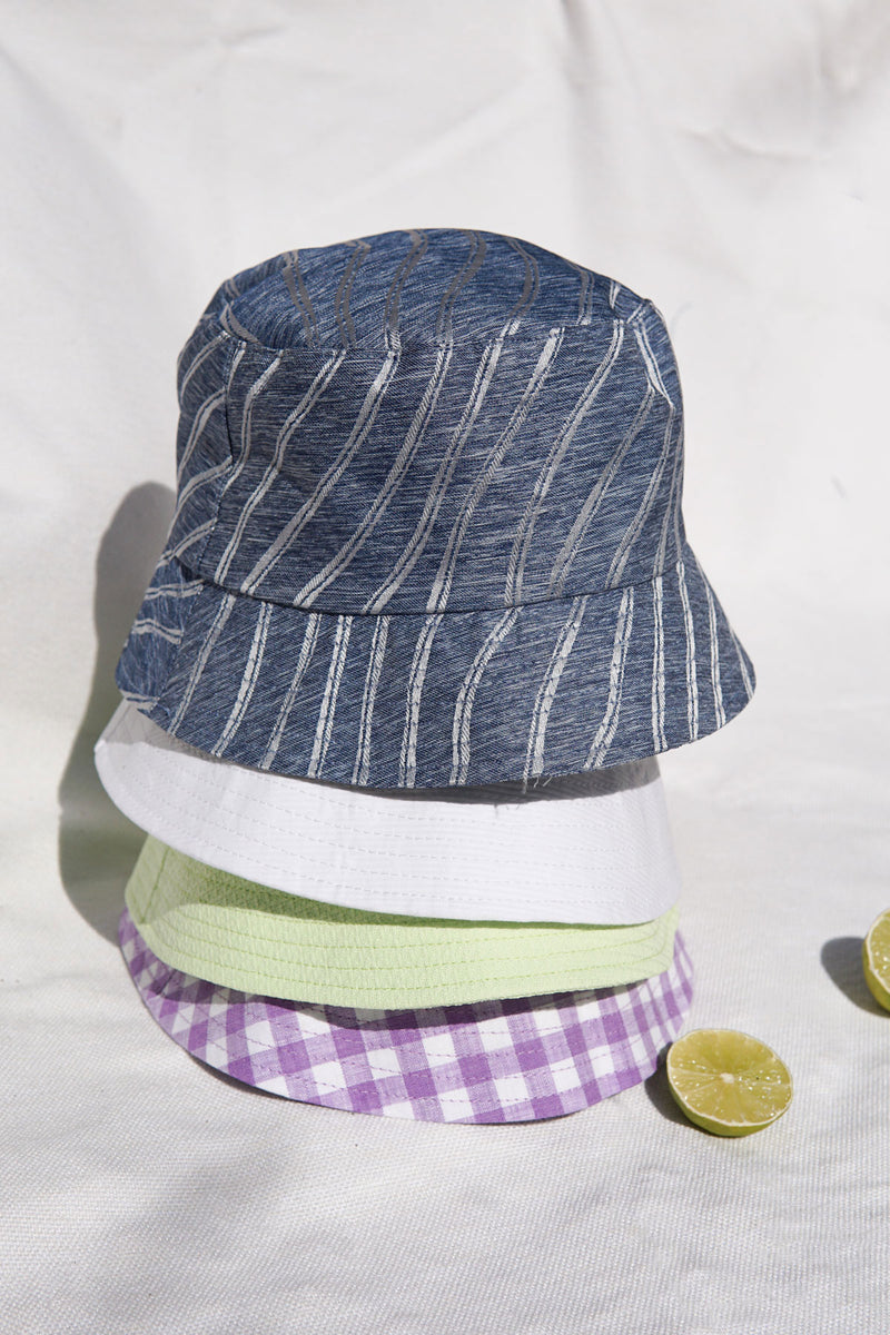 Denim striped bucket hat