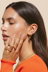 Twisted croissant hoop earring gold plated 13mm