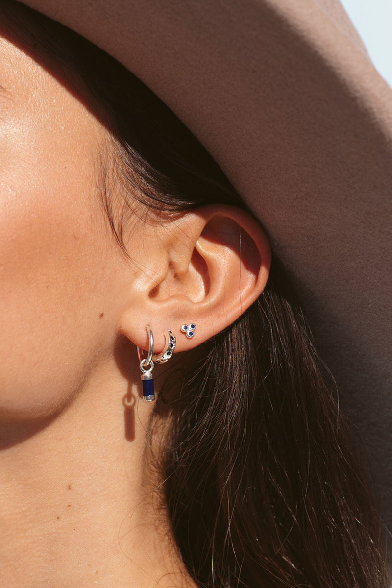 Blue iris drop earring silver