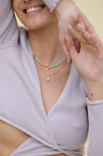 Blue clasp necklace gold plated