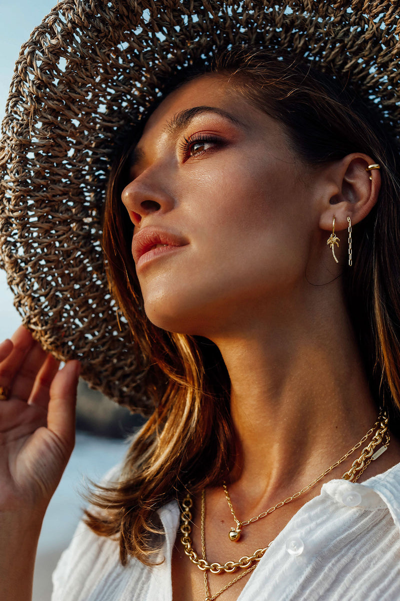 Palm tree earring gold plated