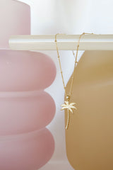 Palm tree necklace gold plated